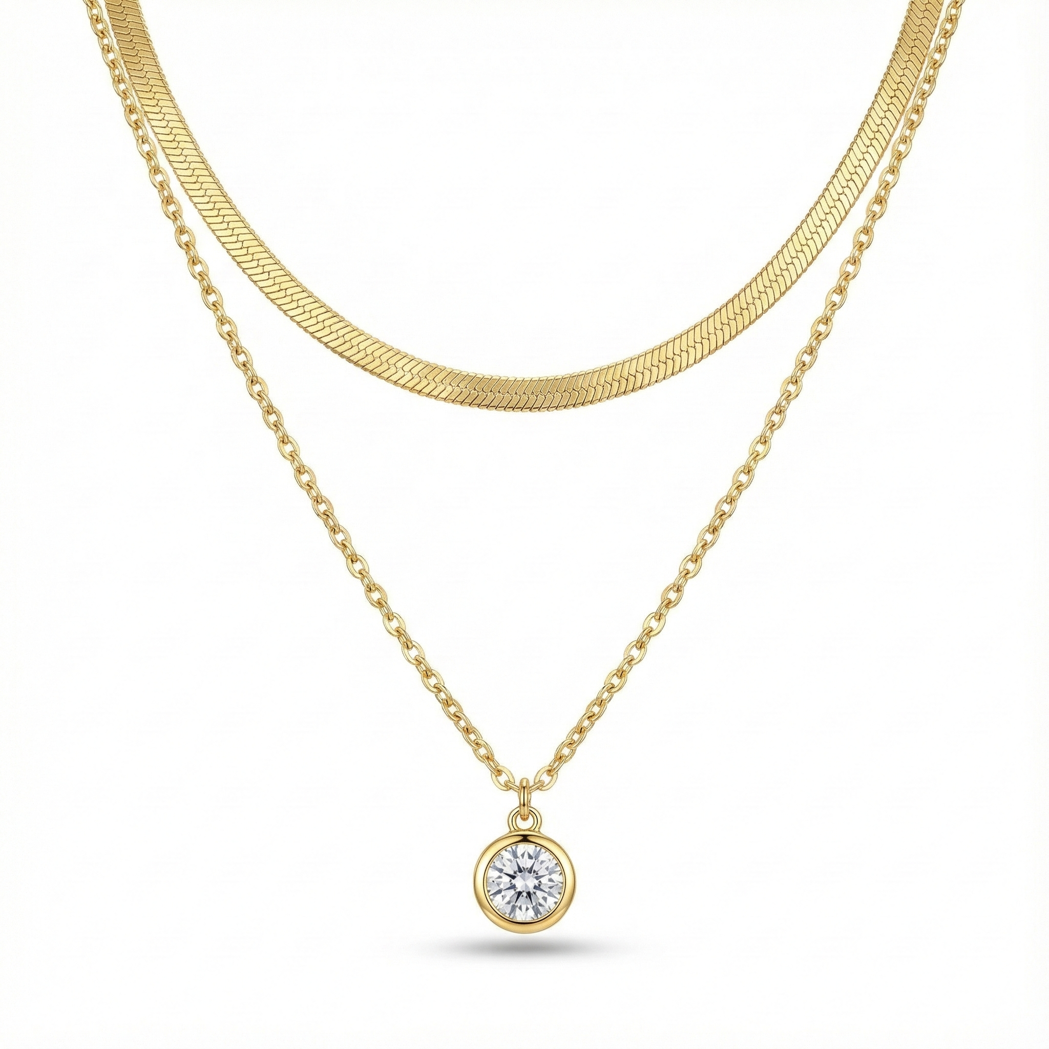 NECKLACE DOUBLE LAYERED STUD